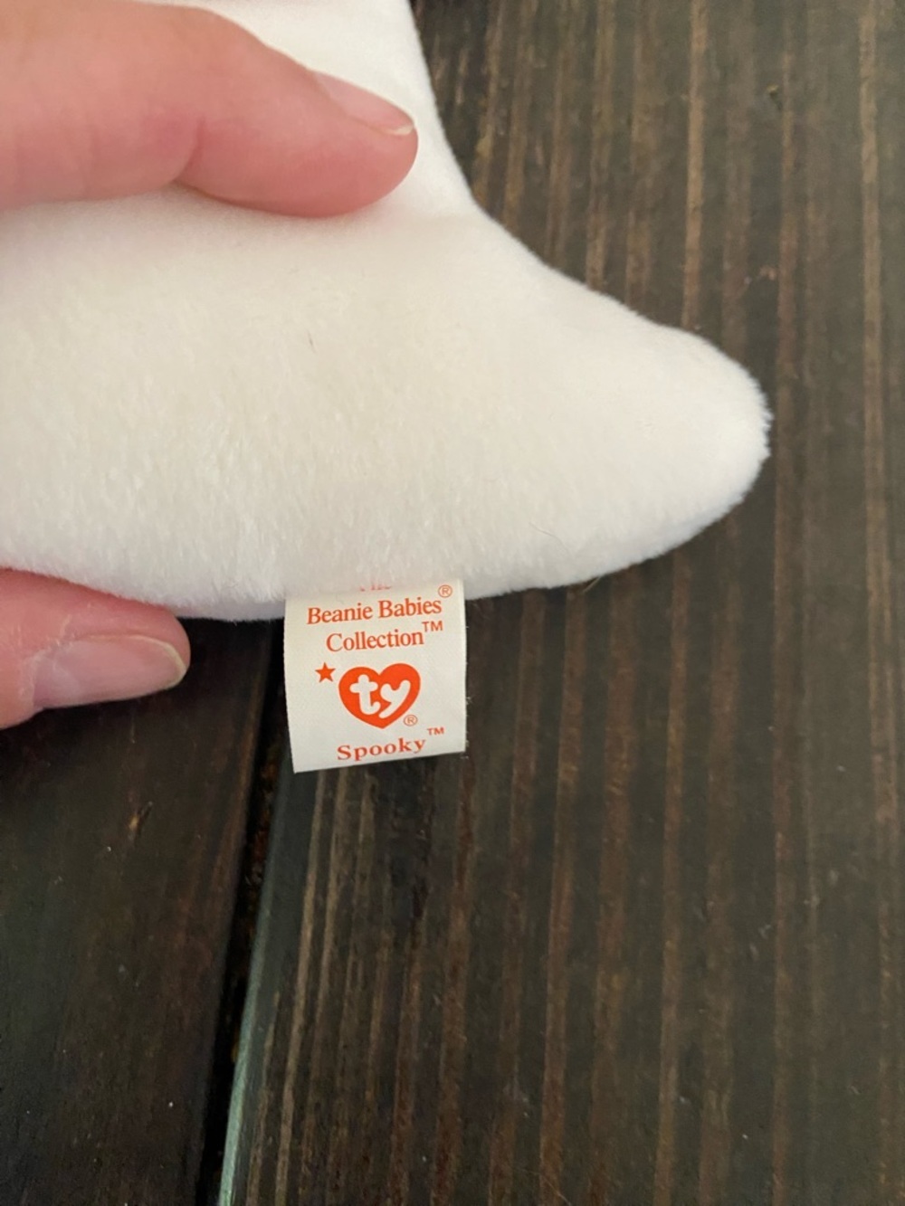 Ty Spooky White Ghost Beanie Baby Plush with Orange Ribbon - Picture 8 of 16